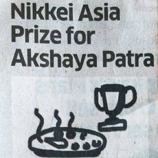 Nikkei Asia Prize for Akshaya Patra