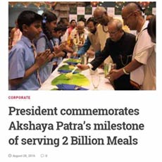 President commemorates Akshaya Patra's milestone of serving 2 billion meals