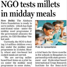 Ready to serve millets in midday meal if govt supplies: Akshaya Patra