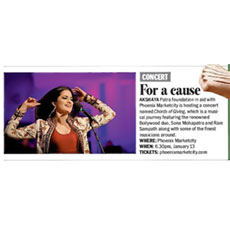 Deccan Chronicle – Chords of Giving -  Sona Mohapatra to sing for Akshaya Patra