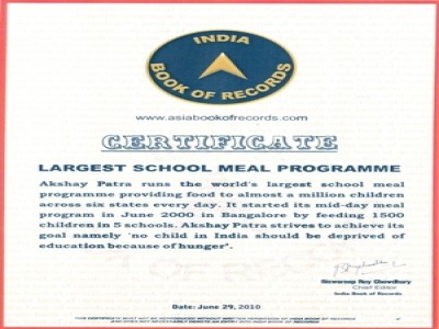 Akshaya Patra enters the India Book of Records