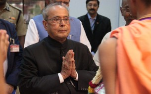 The President of India, Pranab Mukherjee, and other dignitaries visited the temple after the commemoration of Akshaya Patra's milestone of serving 2 billion meals