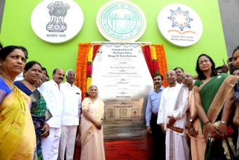 Inauguration of Akshaya Patra Mega-Hi Tech Kitchen in presence of our guests- by Shri. Kadiyam Srihari, Deputy Chief Minister & Education Minister, Telangana; and Ms. Sudha Murty, Chairperson, Infosys Foundation