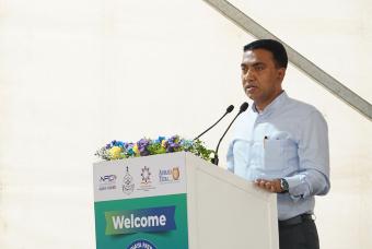 The esteemed guest, CM of Goa Dr Pramod Sawant addresses the guests.