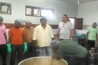 Food being prepared in a makeshift kitchen in Coorg