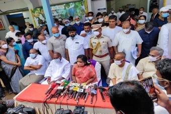 Addressing the press about the newly inaugurated state-of-the-art kitchen at Puducherry