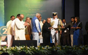 Shri Pranab Mukherjee, Honourable President of India, lights the ceremonial lamp at the occasion