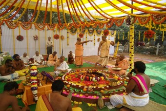 The Bhoomi Puja being conducted